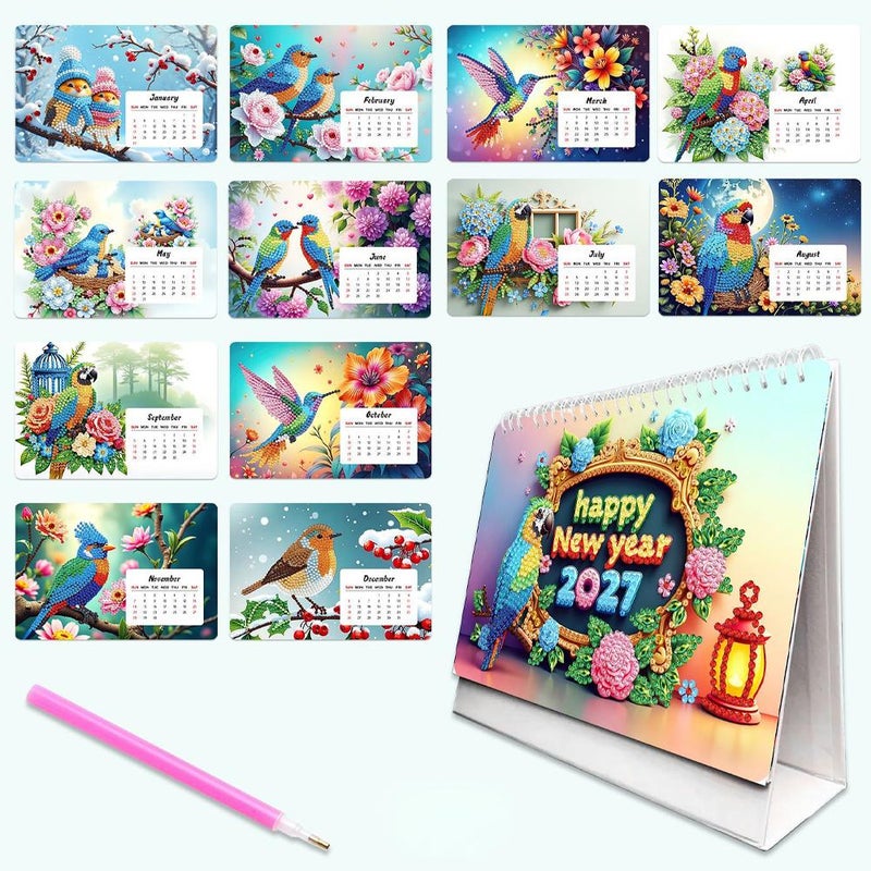 New 2027 Diamond Painting Peripheral DIY Craft Diamond Painting Desktop Calendar Cross-border Cartoon Desk Calendar - Image 2
