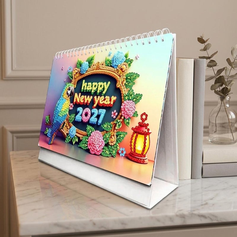 New 2027 Diamond Painting Peripheral DIY Craft Diamond Painting Desktop Calendar Cross-border Cartoon Desk Calendar - Image 5