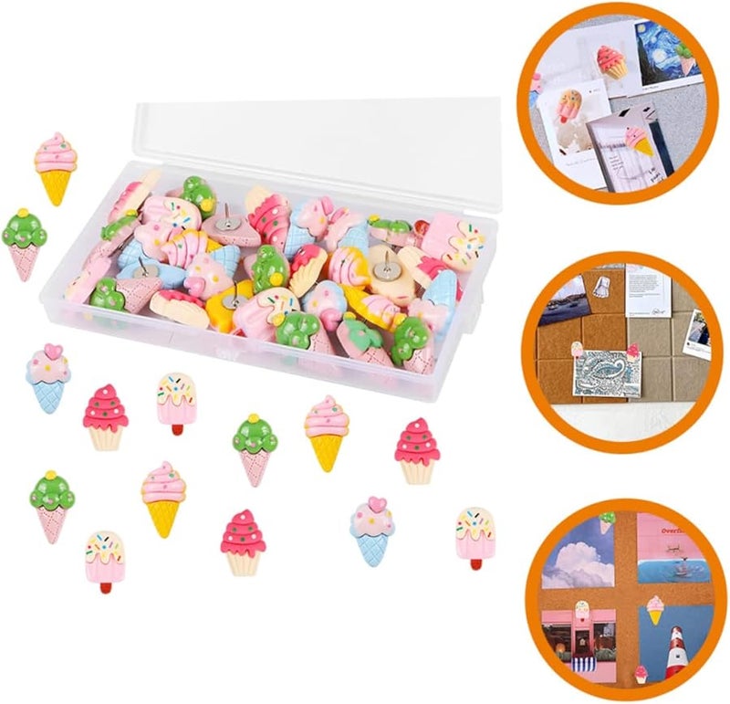 TEHAUX دبابيس دفع على شكل جليد 15 قطعة في صندوق كريستال شفاف ملحقات دبابيس حائط مكتبية للخرائط - Image 5