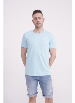The Socks Company Palm Tree Embroidered Crew Neck Light Blue Tshirt  - Image 1