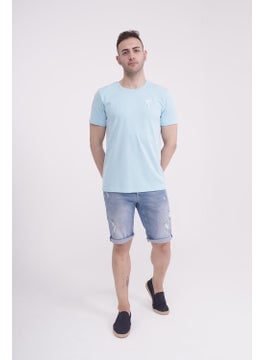The Socks Company Palm Tree Embroidered Crew Neck Light Blue Tshirt  - Image 5