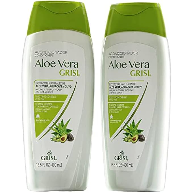 Grisi ALOE VERA CONDITIONER, MOISTURIZING CONDITIONER WITH ALOE VERA EXTRACT, PARABEN FREE, HAIR PRODUCT FOR SOFT AND SHINY HAIR, 2-PACK OF 13.5 FL OZ, BOTTLES. - Image 1