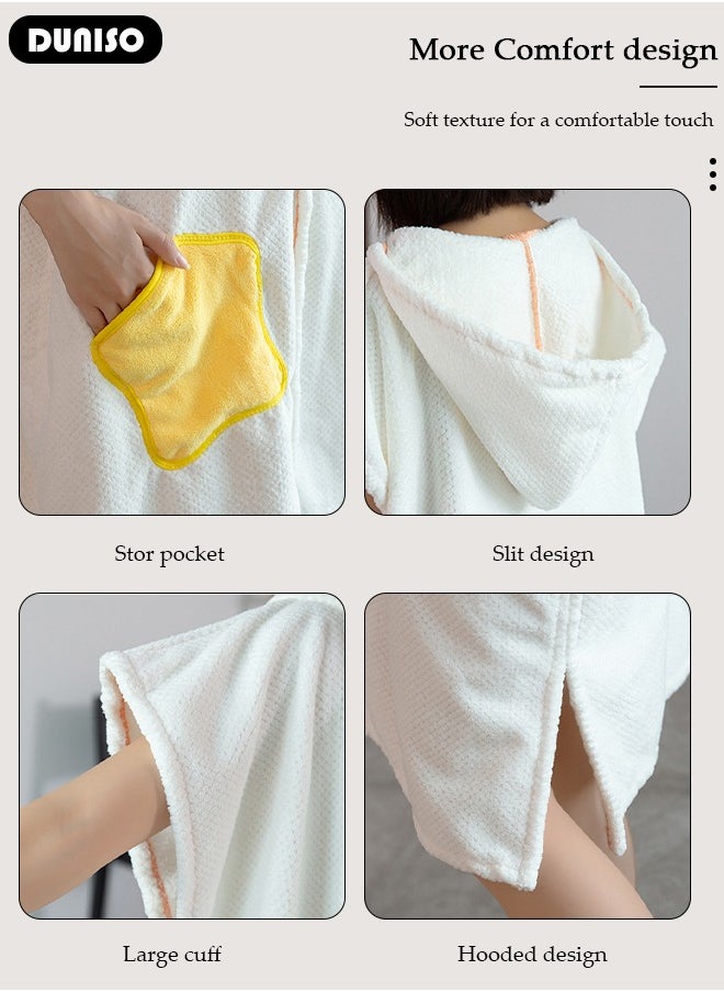DUNISO - Hooded Bathrobe for Women, Lightweight Soft Comfortable Fabric Sleepwear Knee Length Robe Night Non Shedding Sleepwear Women's Mid-Length Plush Bathrobe - Image 1