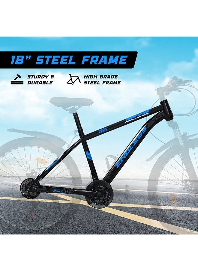 ENDLESS  High Carbon Steel 17" Frame, 26" Wheels Mountain Bike with Shimano Altus 21 Speed Gear Shifter for Adults|Disc Brakes, Adjustable Seat, All Terrain Tyres, Suspension MTB Cycle for Men & Women  - Image 4