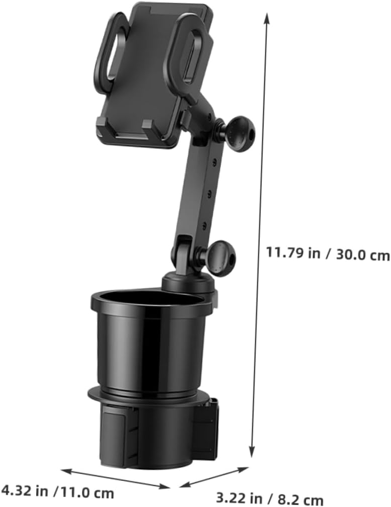 2-in-1 Adjustable Car Cup Holder and Phone Mount Black Compatible Most Vehicles for Navigation and Drinking Space-Saving Design - Image 5