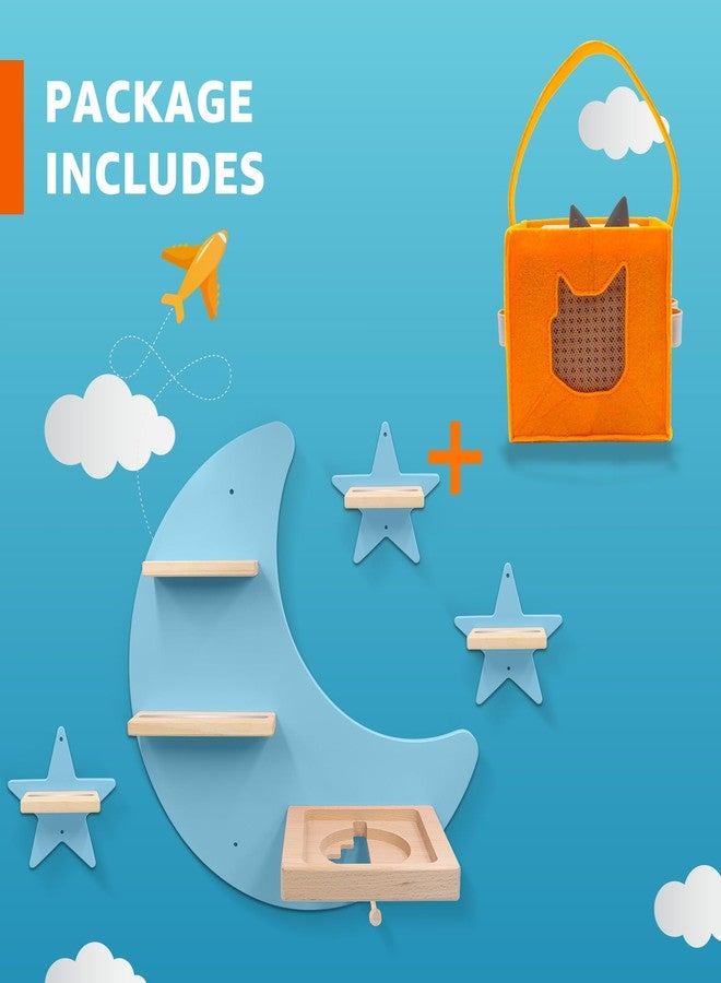 Taladad Shelf and Carrying Case for TonieBox 2/1 and Tonie (Bag,Moon and 3 Stars) ,Tonies Figures Tonies Storage,Magnetic Wooden Floating Shelves Compatible with Tonie box Player Character for Children Room - Image 2
