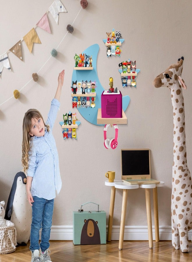 Taladad Shelf and Carrying Case for TonieBox 2/1 and Tonie (Bag,Moon and 3 Stars) ,Tonies Figures Tonies Storage,Magnetic Wooden Floating Shelves Compatible with Tonie box Player Character for Children Room - Image 3