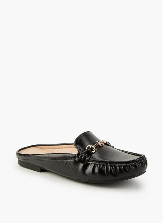Flora Bella By Shoexpress Solid Metallic Accent Mules