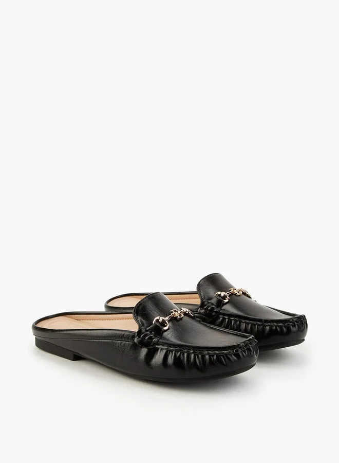 Flora Bella By Shoexpress Solid Metallic Accent Mules