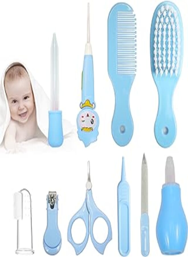 Baby Grooming Kit, Baby Care Items, Baby Care Essentials Set, Baby Supplies Set, 8PCS Baby Health Care Set Portable Baby Care Kit, Safety Cutter Baby Nail Kit for Newborn, Infant & Toddler(Blue)
