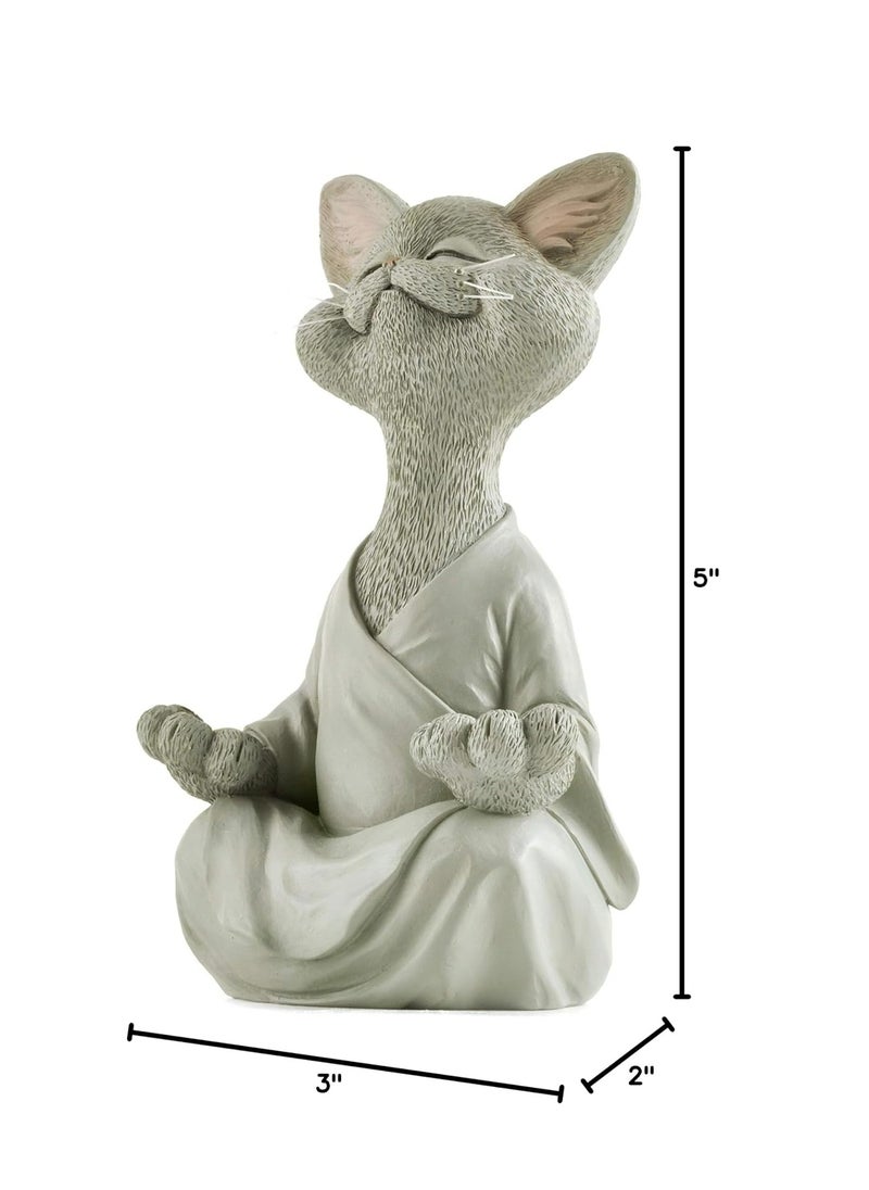 Oasisgalore Grey Cat Figurine, Yoga & Meditation Decor, Perfect Gift for Cat Lovers.  - Image 2