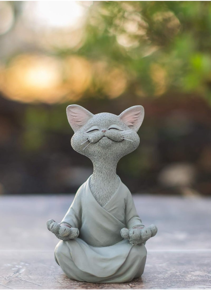 Oasisgalore Grey Cat Figurine, Yoga & Meditation Decor, Perfect Gift for Cat Lovers.  - Image 4
