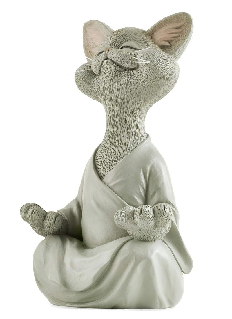 Oasisgalore Grey Cat Figurine, Yoga & Meditation Decor, Perfect Gift for Cat Lovers.  - Image 5