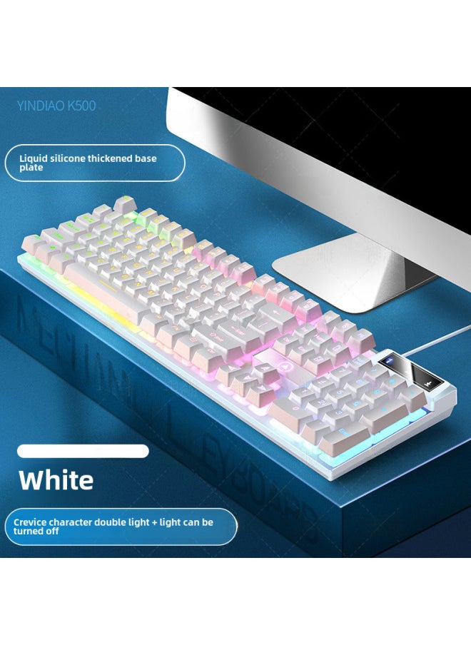 Generic Digital Computer Keyboard 104 Keys Usb Interface For Gaming Office-Color:White-Mixed Light  - Image 1
