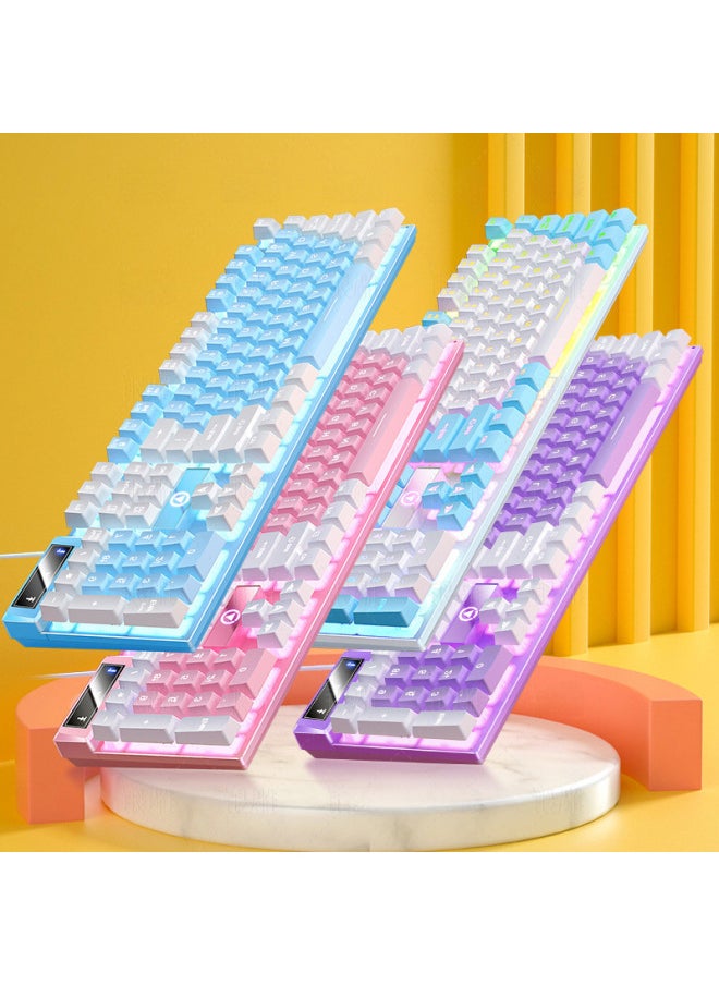 Generic Digital Computer Keyboard 104 Keys Usb Interface For Gaming Office-Color:White-Mixed Light  - Image 5
