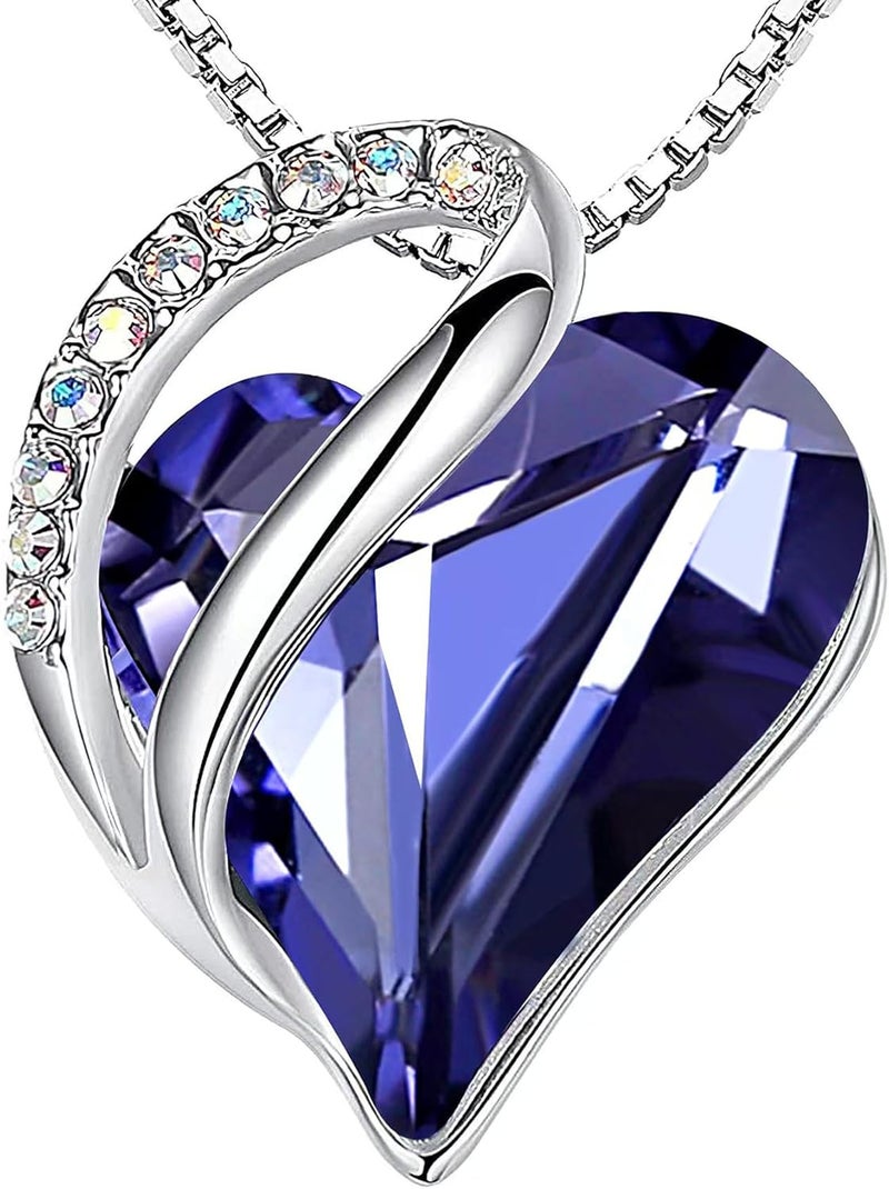 Leafael Valentine's Day Gift Necklaces for Women, Infinity Love Birthstone Heart Crystal Pendant, Birthday Anniversary Jewelry for Wife, Mom, and Her, Silver Plated, 18" + 2" Adjustable Chain - Image 1