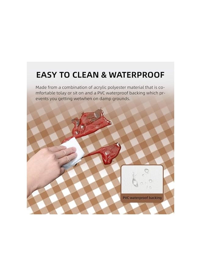 erorex EROREX Waterproof Foldable Extra Large Picnic Outdoor Blanket，150 x 200cm Blankets Gingham Picnic Mat for Beach, Camping Water-Resistant Spring Summer Camping Blanket-Coffee Color  - Image 5