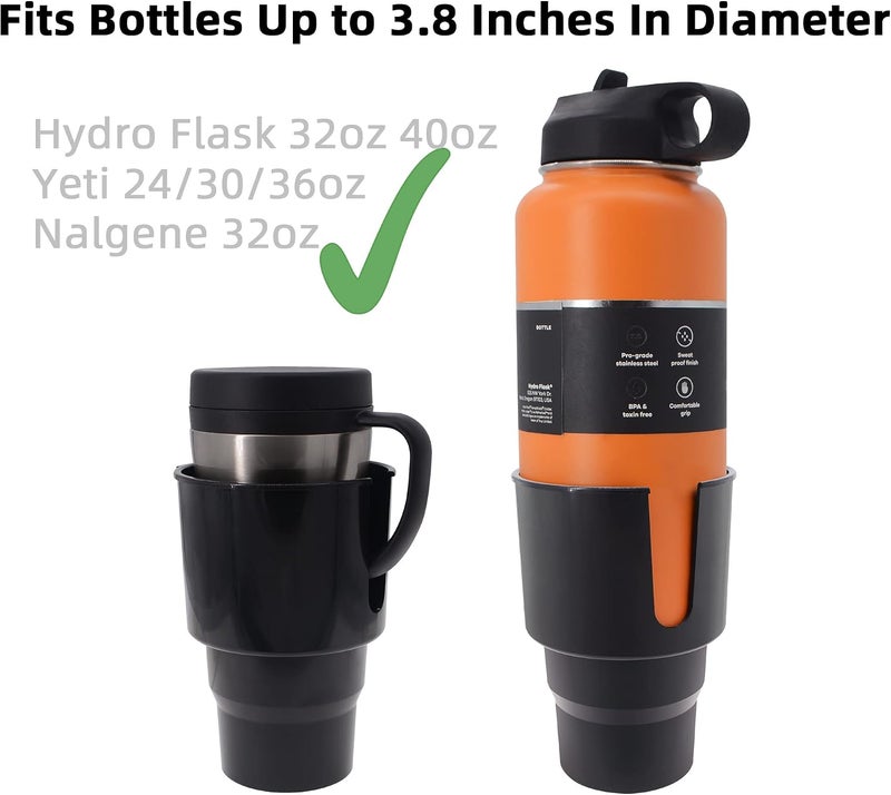 iSaddle Large Car Cup Holder Adapter Compatible with Hydro Flask 32oz 40oz 50/50 Flask, Yeti 24/30/36oz, Nalgene 32oz Coffee Mugs - Car Interior Accessory Big Bottles Car Cup Holder (Up to 3.8  Inches) - Image 4