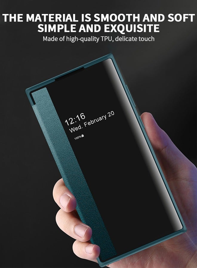 GROIC For Samsung Galaxy S23 Ultra 5g 6.8 Inch Phone Case, Leather Case with  Window, Magnetic Flip Cover, Half Window Stand Phone Shell Green - Image 2