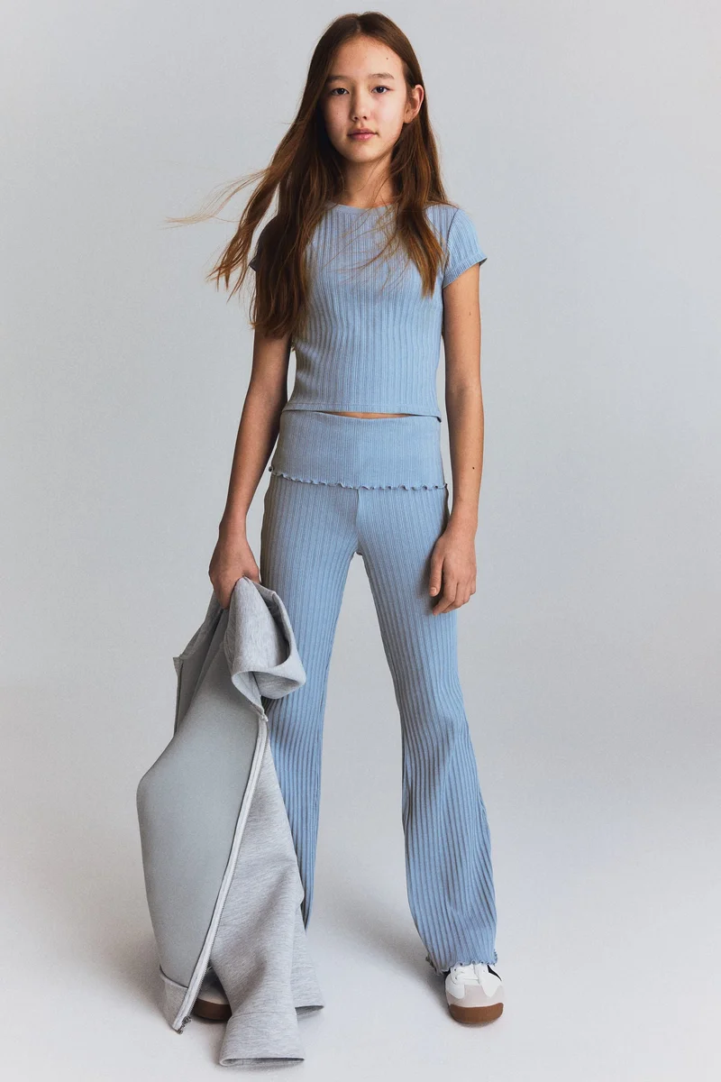 اتش اند ام بنطلون جيرسيه بحافة واسعة