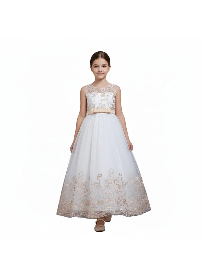 D'Daniela D'Daniela Lace Applique Ball Champagne Gown