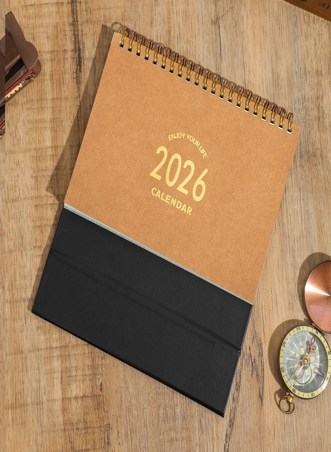 تقويم مكتبي صغير لعام 2026، يُستخدم من الآن وحتى ديسمبر 2026، تقويم مكتبي قائم قابل للطي مع قائمة مهام وملاحظات، تقويم مكتبي للعام الدراسي مع ملصقات، تقويم شهري للمكتب المنزلي (كاكي) - Image 3