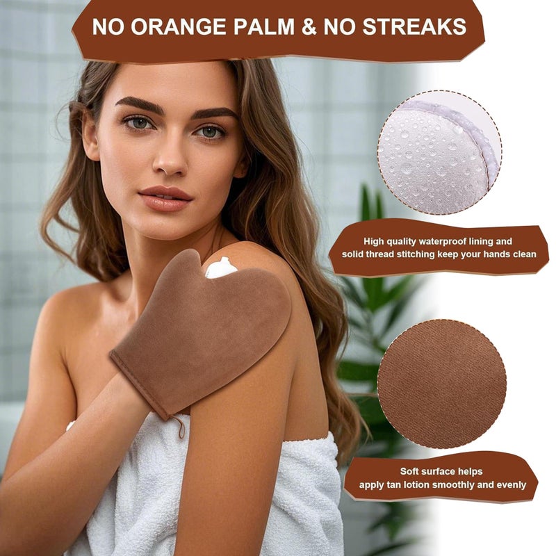 ANSPHIE 4 in 1 Luxury Velvet Tanning Mitt Self Tanning Mitt Applicator Self Tanner Brush Self Tanner Back Applicator Self Tanner Mitt Tanning Brush Tanning Glove - Image 3