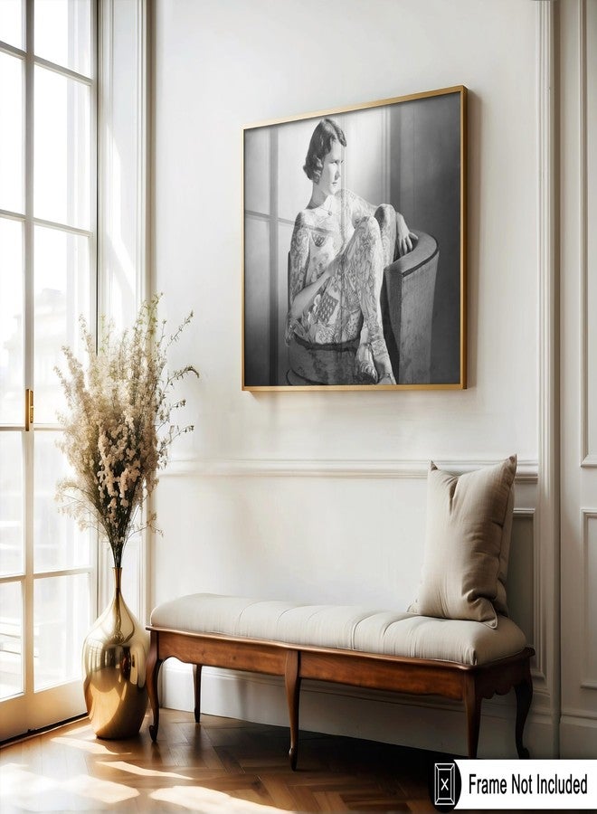 Poster Master Vintage Tattooed Lady Print - Retro Woman With Tattoos Poster - Circus Art - Black & White Photography Wall Design - Office or Living Room Wall Decor - 8x10 UNFRAMED Wall Art - Image 3