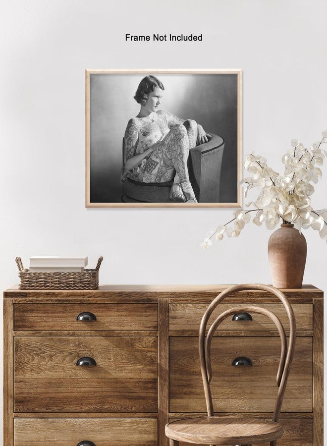 Poster Master Vintage Tattooed Lady Print - Retro Woman With Tattoos Poster - Circus Art - Black & White Photography Wall Design - Office or Living Room Wall Decor - 8x10 UNFRAMED Wall Art - Image 5