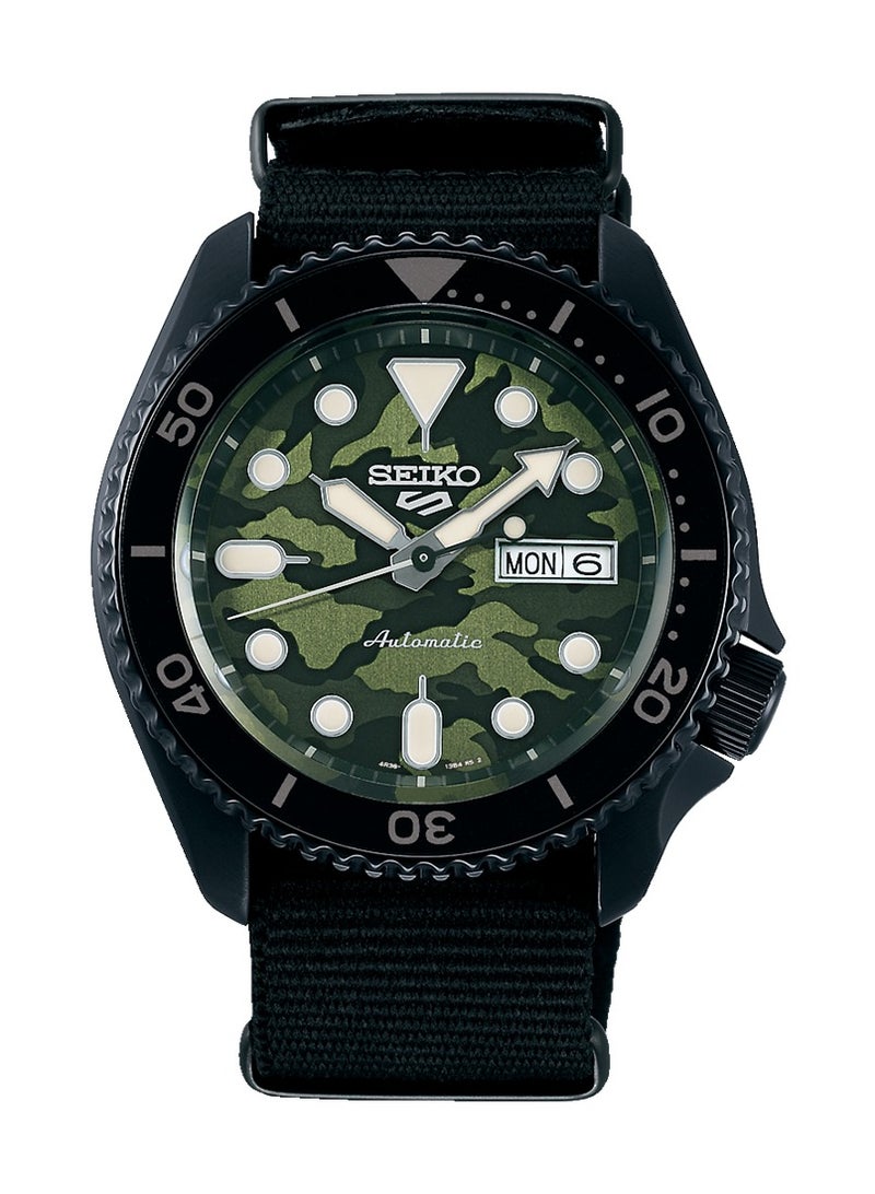 Seiko 5 Sports Automatic Green Camouflage Dial Nylon Strap Men's Watch - Image 1