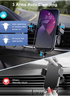 Wireless Car Charger, MOKPR Auto-Clamping Car Mount 15W/10W/7.5W Fast Charging Air Vent Car Phone Mount Compatible with iPhone 14/13/13 Pro/12 Pro Max/12 pro/12/11/10/8 Series, Samsung Galaxy Series