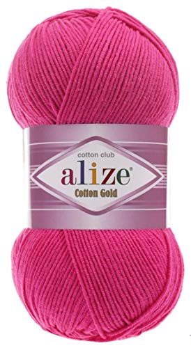 ALIZE 55% Cotton 45% Acrylic Alize Cotton Gold Yarn 1 Skein/Ball 100 gr 360 yds (149-Fuchsia) - Image 4