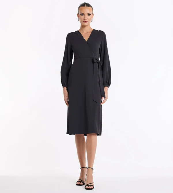 BCBG BCBG Long Sleeves Wrap Around Dress