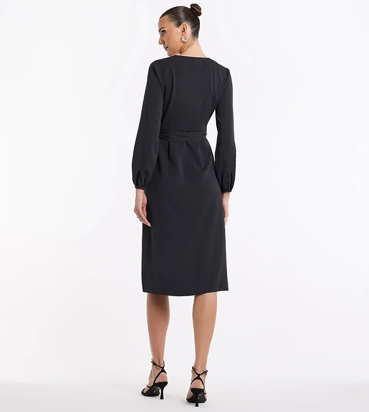 BCBG BCBG Long Sleeves Wrap Around Dress