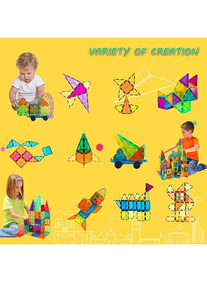 Magnetic Building Blocks, 100pcs Kids Magnetic Tiles Building Sets, 3D  Building Blocks Construction Educational STEM Toys Gifts for Toddlers Boys Girls 3 4 5 6 7 8 9 10 + Year Old  - Image 4