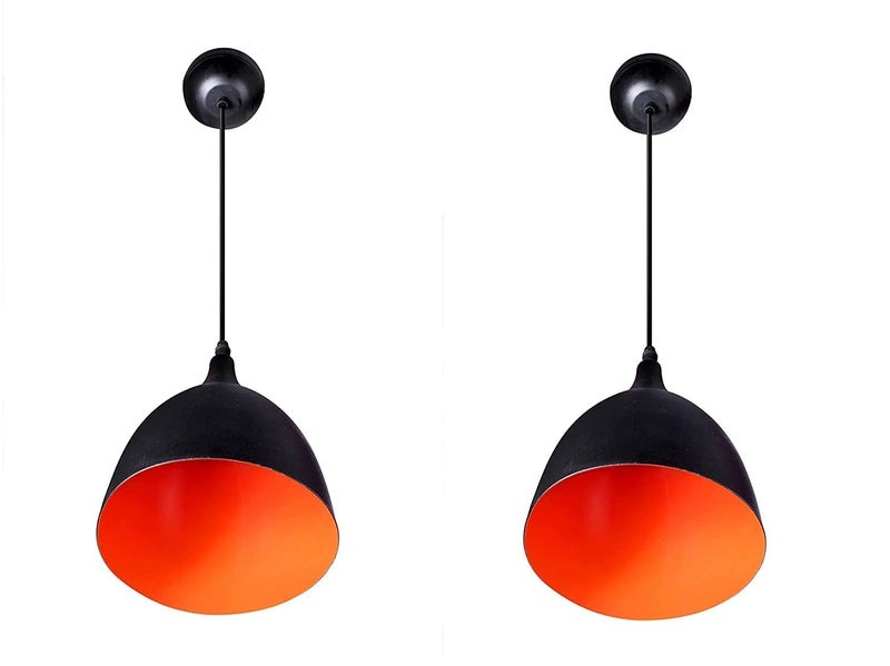 Whiteray Traditional Round Black Aluminum Metallic Decorative Hanging Lights Set Pendant Ceiling Light Classic lamp for Kitchen Dining Living room Bedroom Bathroom ((6" Shade (Pack of 2) Without Bulb) - Image 4