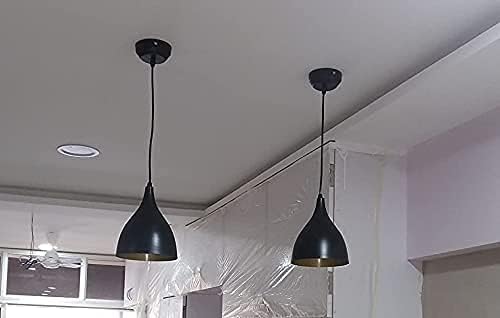 Whiteray Traditional Round Black Aluminum Metallic Decorative Hanging Lights Set Pendant Ceiling Light Classic lamp for Kitchen Dining Living room Bedroom Bathroom ((6" Shade (Pack of 2) Without Bulb) - Image 5