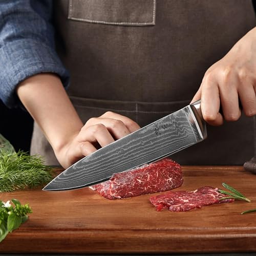Wakoli EDIB Damascus Chef Knife – 7.9-Inch Japanese Style Kitchen Knife | Genuine 67-Layer Damascus Steel Blade with VG10 Core | Ergonomic Pakkawood Handle | Professional Cooking Knife in Gift Box - Image 5