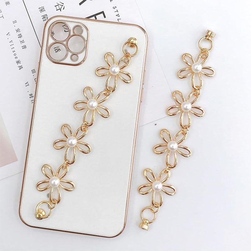 klarako 3pcs Beaded Phone Case Chain Set - Flower Pendant Lanyard, Rhinestone Finger Strap, DIY Phone Decoration Accessory - Image 5