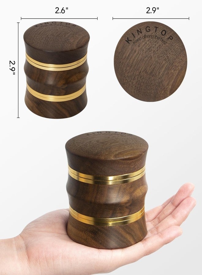 KINGTOP Grinder, Large 2.6" Walnut Wood & Aluminum Manual Grinder - Image 5