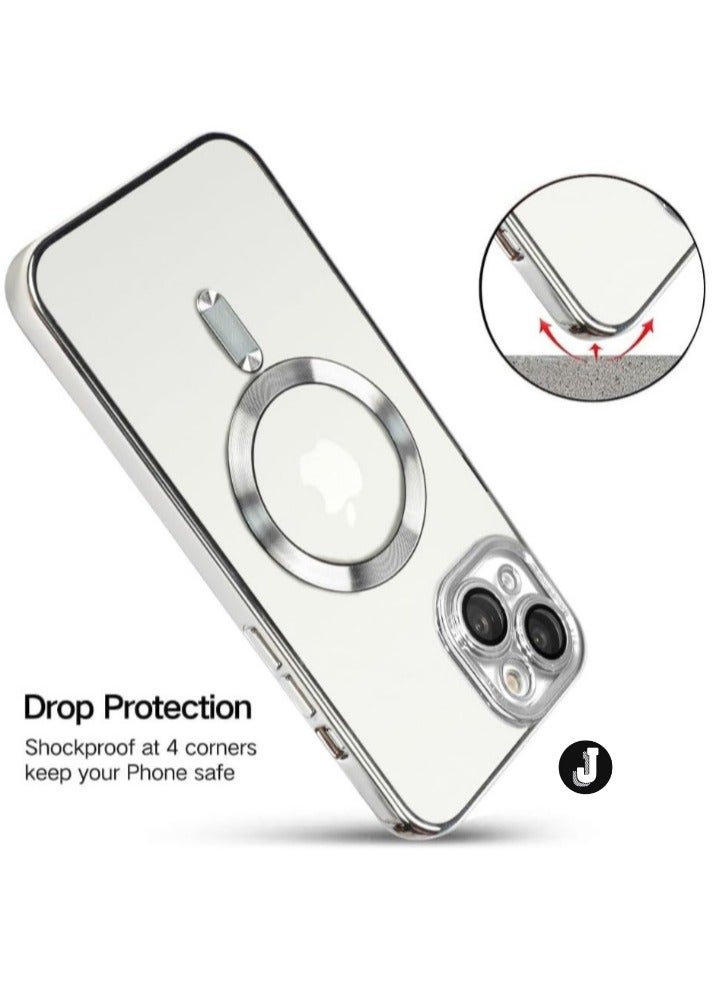JAJEEK "iPhone 13 Case (6.1-Inch) with Camera Lens Protector – MagSafe Compatible, Electroplated Anti-Scratch Shockproof Slim Cover for Men & Women (Silver)" - Image 4