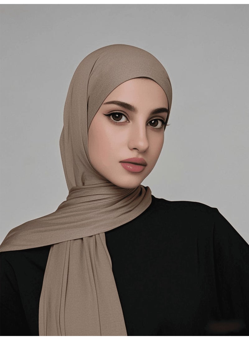 حجاب نسائي من الشيفون - لون بُني قهوة - مقاس 175×70 سم - خفيف وغير شفاف - سهل التثبيت ومناسب للعباية - Image 2