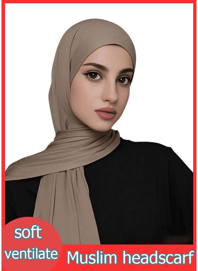 حجاب نسائي من الشيفون - لون بُني قهوة - مقاس 175×70 سم - خفيف وغير شفاف - سهل التثبيت ومناسب للعباية - Image 3