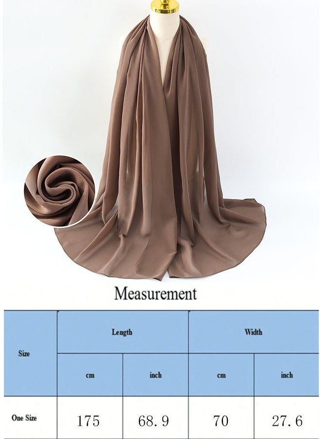 حجاب نسائي من الشيفون - لون بُني قهوة - مقاس 175×70 سم - خفيف وغير شفاف - سهل التثبيت ومناسب للعباية - Image 4