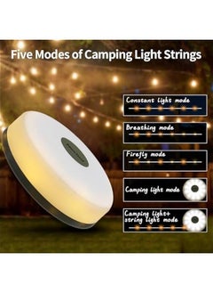 Arabest Portable Outdoor String Lights with 5 Lighting Modes, Fast 30s Recovery, Long-lasting and Waterproof, USB Rechargeable - Ideal for Camping, Garden, and Trekking (32.8ft)  - Image 3