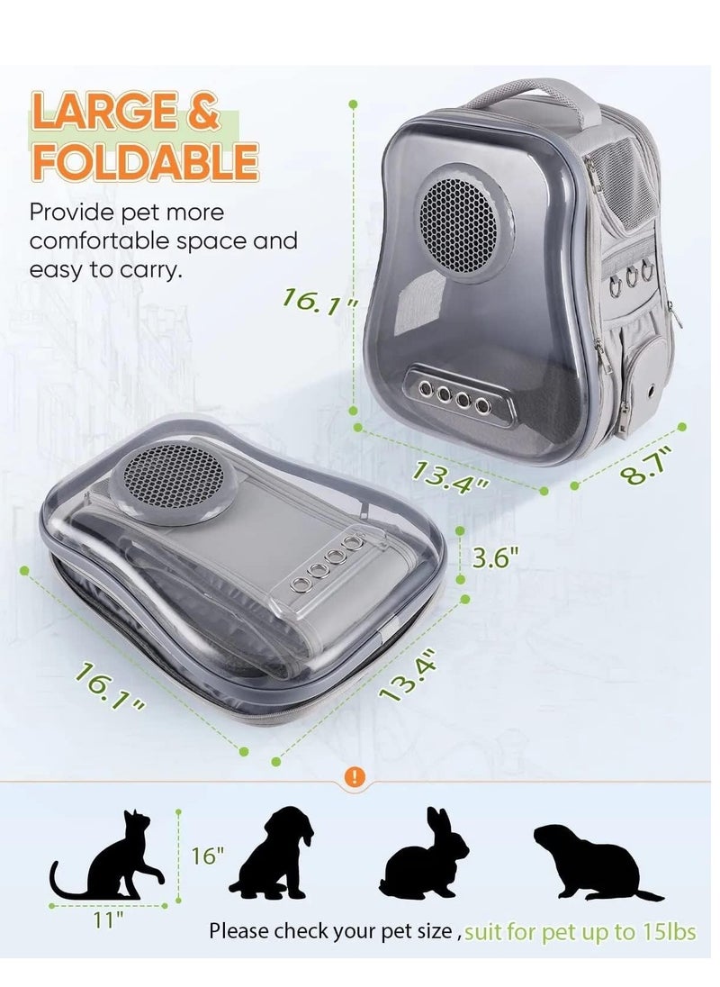 Cat Backpack Carrier Transparent Space Capsule Backpack for Traveling, Camping and Hiking For Cats Kittens And Puppies 40X33.5X24Cm