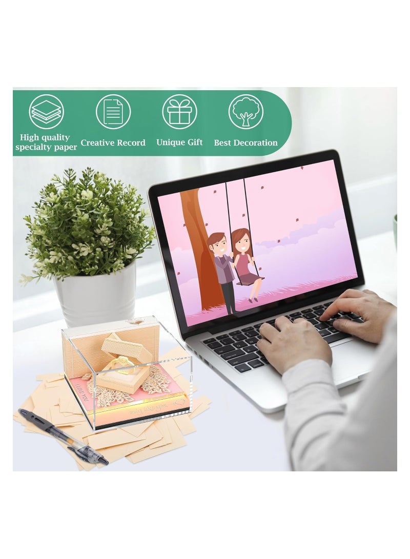 3D LED Light Memo Pad with Paper Carving Art, Creative Sticky Notes for Valentine's Day, DIY Decorative Notepad, Unique Gift for Home and Office Desktop, Artsy Diamond Ring Design. - Image 3