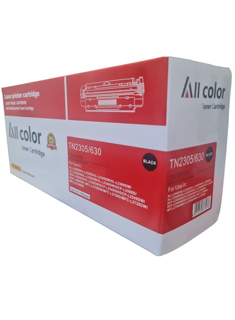 اول كلور خرطوشة حبر بديلة لجميع الألوان TN 2305 TN630 لطابعات Brother HL-L2300/L2305/L2320/L2340/L2360/L2365/L2380، DCP-L2520/L2540/L2700 MFC-L2700/L2740 باللون الأسود - Image 1