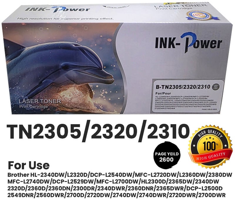 اينك باور خرطوشة حبر بديلة لجميع الألوان TN 2305 TN630 لطابعات Brother HL-L2300/L2305/L2320/L2340/L2360/L2365/L2380، DCP-L2520/L2540/L2700 MFC-L2700/L2740 باللون الأسود - Image 1