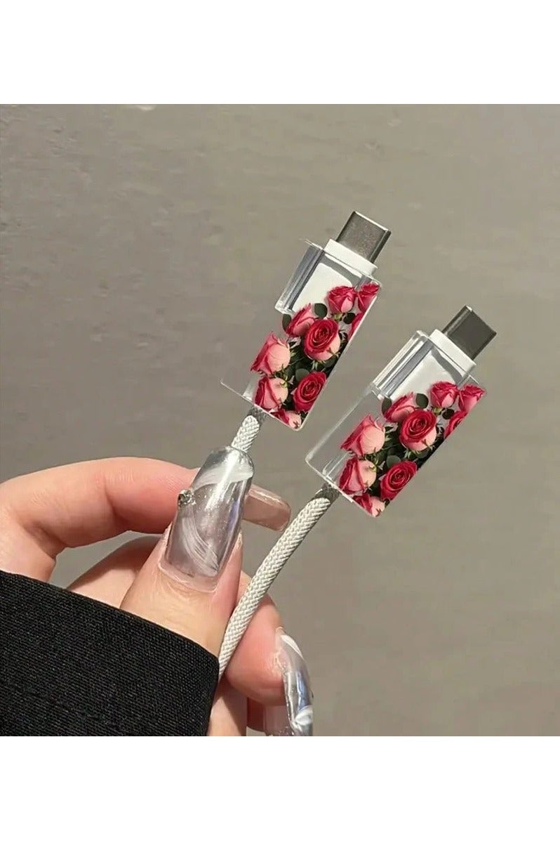 Charger Protective Cover – 3-Piece Set – Decorated with Red and Pink Roses for a Feminine and Stylish Touch - Image 2